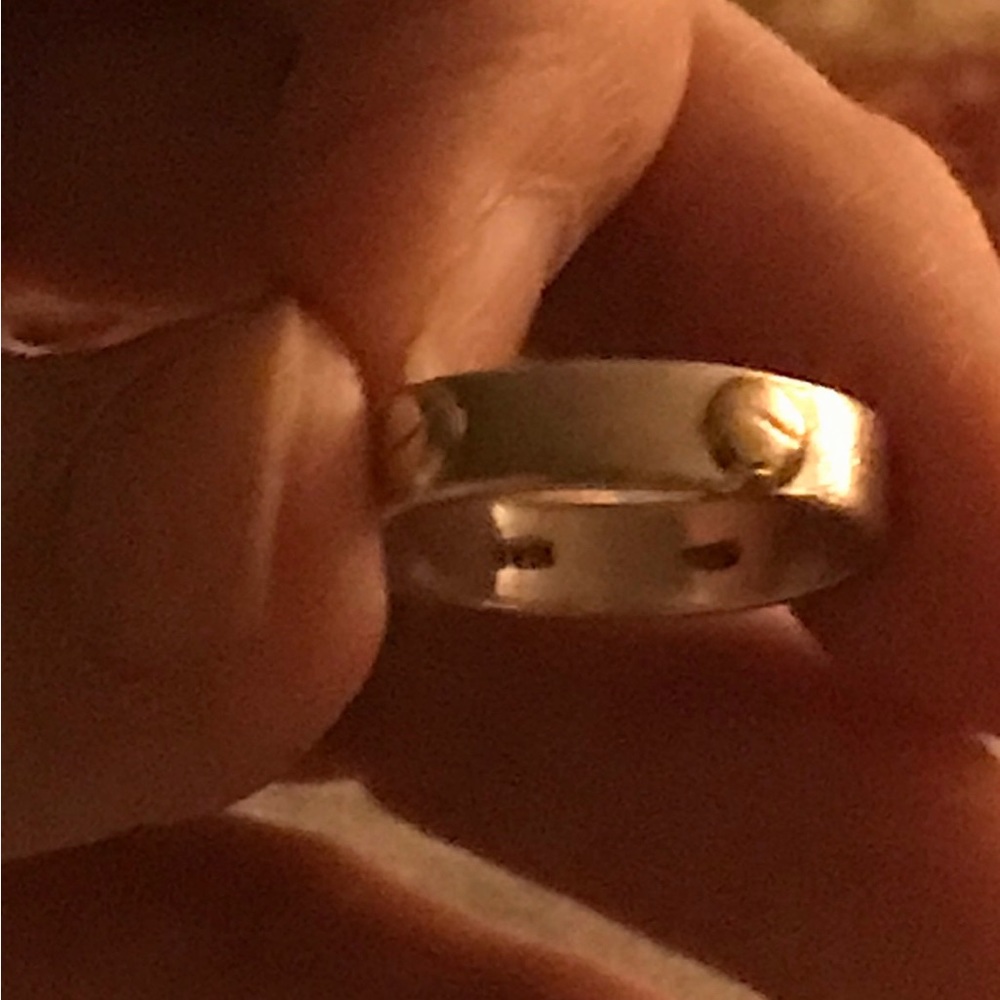 Vintage 925 Sterling Silver Band Ring With 14K Yellow Gold Screws Sz 8